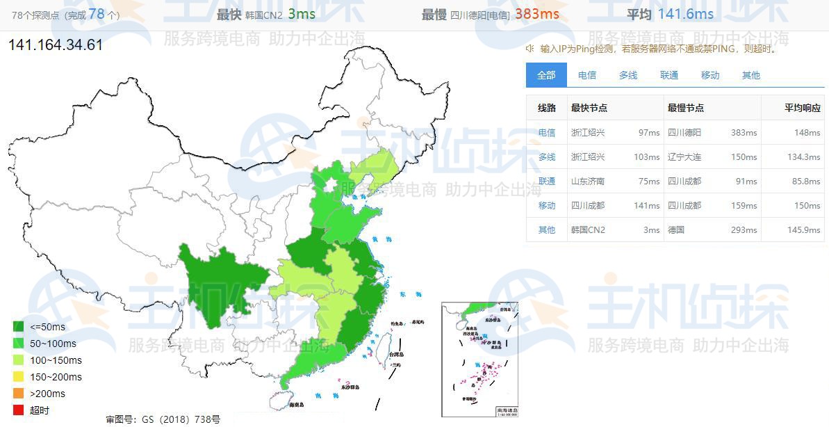 Vultr韩国服务器和日本服务器ping值对比
